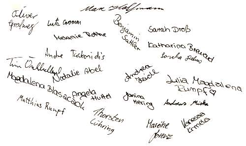 Unterschriften der Teilnehmer des Projekts (Schuljahr 2001/02)